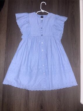 Kiabi (Italy) Light Blue Eyelet Button-Front Kids Dress